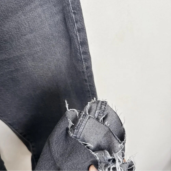 Anthropologie Womens 27 AG The Alexxis Cropped Straight Jeans Grey Wash Raw Hem - Picture 12 of 16